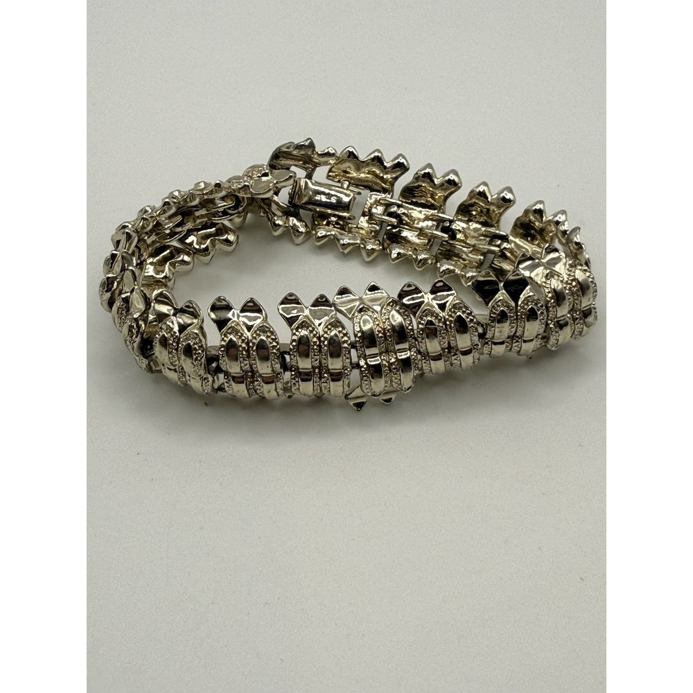 Vintage STAR Bracelet Silver Tone Chunky MCM Signed 6.5" - Picture 2 of 9